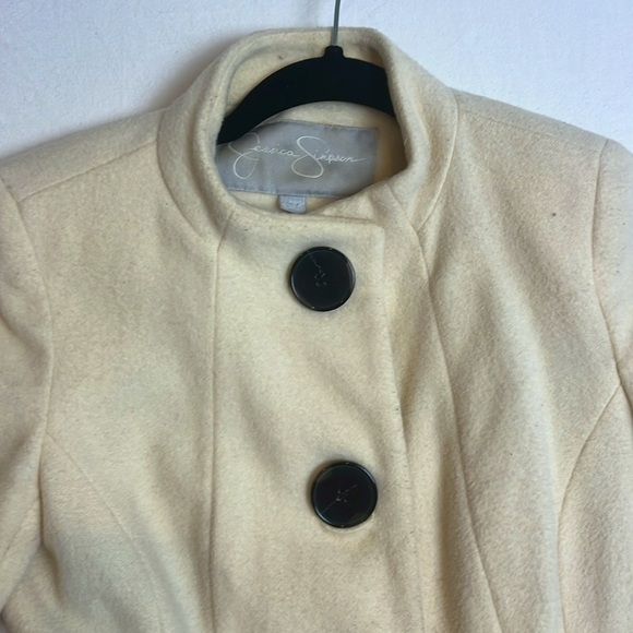Jessica Simpson Women's Size XS Cream Color Wool Blend Winter Pea Coat - Picture 4 of 9
